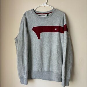 G-Star Raw Graphic Logo Crew Neck Sweatshirt Gray/Burgundy Men’s XXL